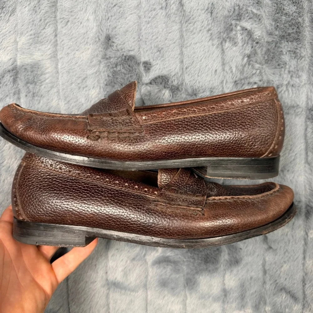 Cole Haan Pinch Grand OS Penny Loafers Mens 9 Brown Pebbled Leather 13487